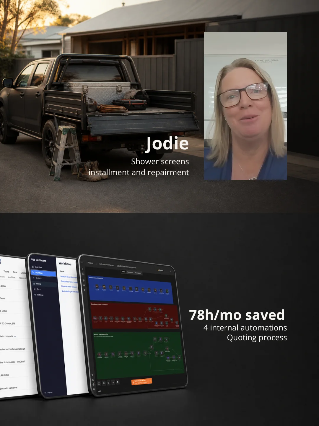 Jodie's application screens from previous project work