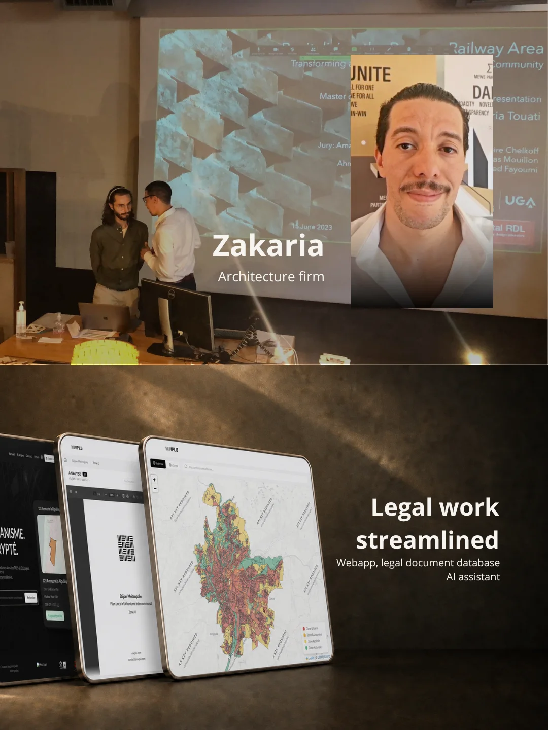 Zakaria's application screens from previous project work